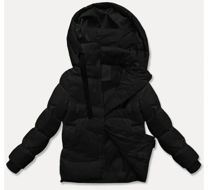 Hrubšia čierna dámska zimná bunda zo štruktúrovaného materiálu J Style (5M3251-392) Hrubšia čierna dámska zimná bunda zo štruktúrovaného materiálu J Style (5M3251-392)