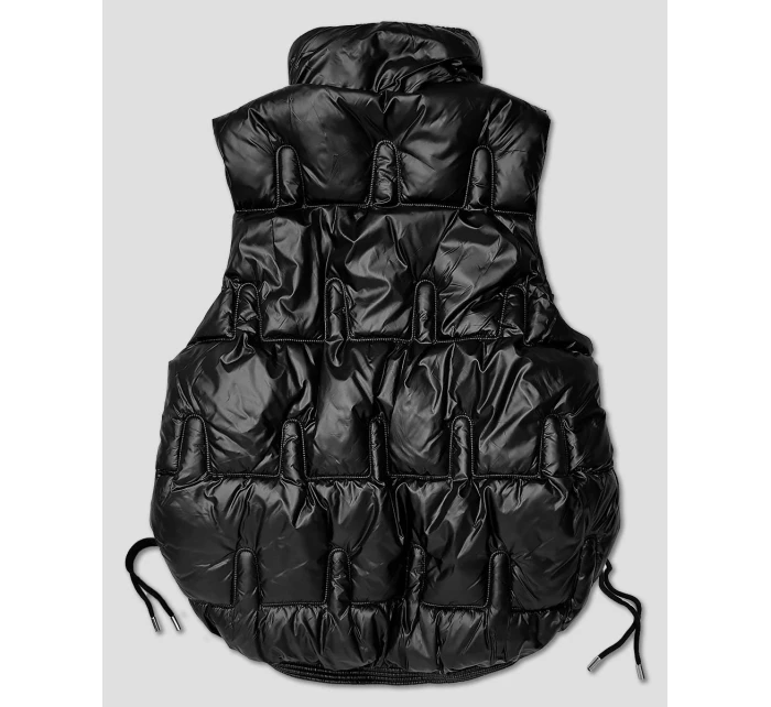 Černá krátká dámská vesta se stahovacími boky model 21463543 - S'WEST Černá krátká dámská vesta se stahovacími boky model 21463543 - S'WEST