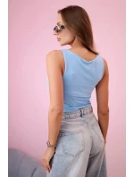 Dámska blúzka bez ramienok s výstrihom modrá