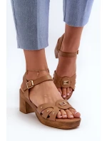 Sandały Damskie Na Obcasie Z Eko Skóry Brązowe Assames Sandały Damskie Na Obcasie Z Eko Skóry Brązowe Assames