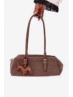 Kabelka z imitace semiše s přívěskem Tmavě béžová model 22111594 - Flora&Co