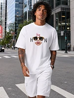 Pánske bavlnené tričko oversize s potlačou FashionStreet NX1008R