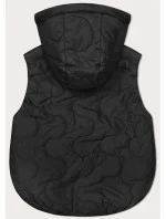 Krátka čierna dámska vesta s odnímateľnou kapucňou BH Forever (BH-2414)