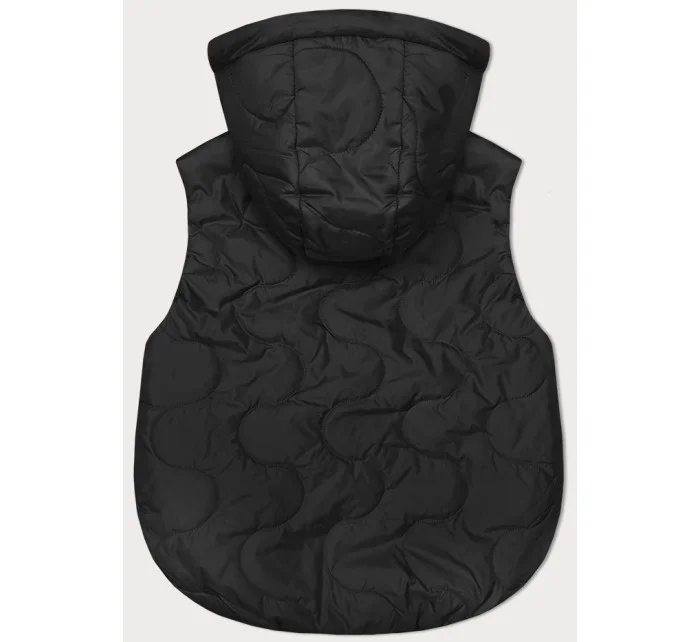 Krátka čierna dámska vesta s odnímateľnou kapucňou BH Forever (BH-2414)