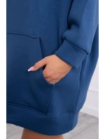 Zateplená mikina s vyšívaným textom oversize denim