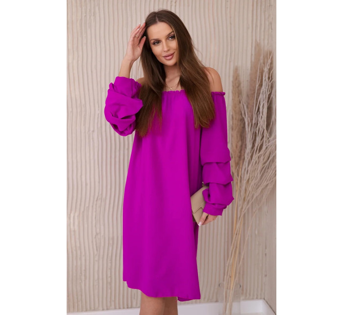 Španielske šaty s ozdobnými rukávmi fialové
