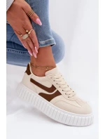 Dámské tenisky na platformě s eko béžové model 21997803 - Boto
