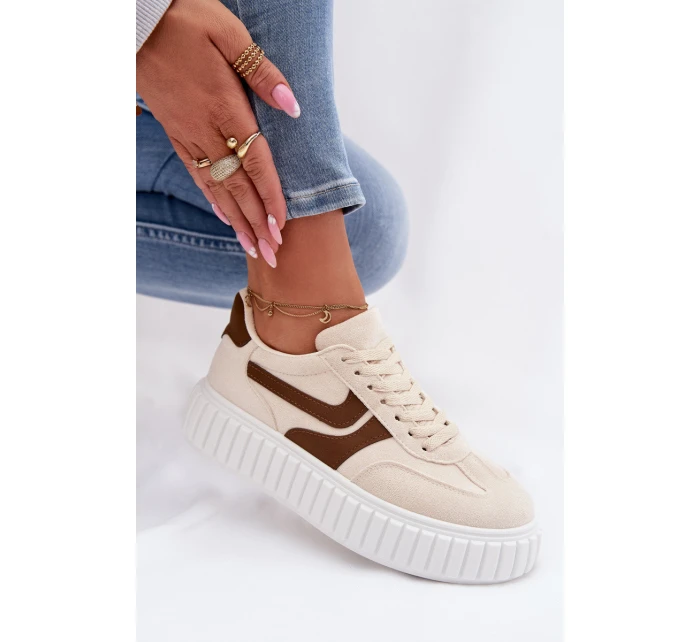 Dámské tenisky na platformě s eko béžové model 21997803 - Boto