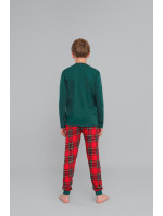 Chlapčenské pyžamo Narwik, dlhý rukáv, dlhé nohavice - zelené/potlač