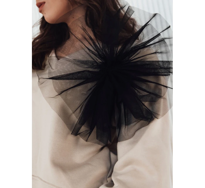 Dámska béžová mikina FILAN s výstrihom FashionStreet BY1259 Dámska béžová mikina FILAN s výstrihom FashionStreet BY1259