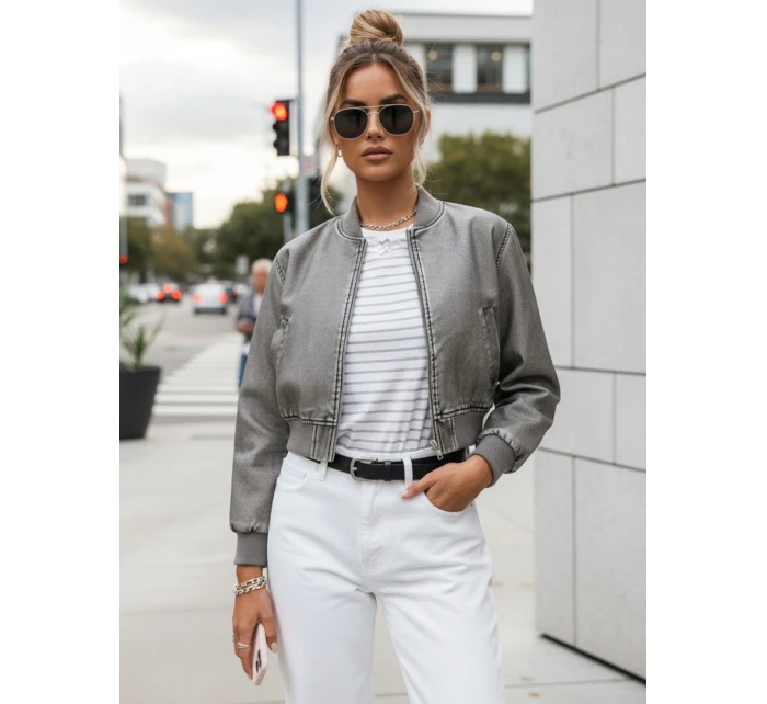 Dámská kožená bunda šedá Dstreet model 21976924 - FashionStreet