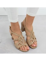 Béžové dámské sandály na jehlovém podpatku Sergio model 21904870 - LEONE