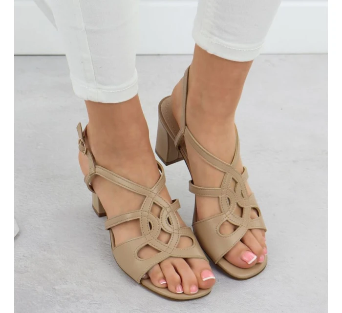 Béžové dámské sandály na jehlovém podpatku Sergio model 21904870 - LEONE