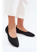 Siateczkowe Materiałowe Baleriny Damskie Czarne Sarina Siateczkowe Materiałowe Baleriny Damskie Czarne Sarina