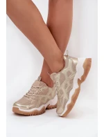 Buty Sportowe Sneakersy Damskie Big Star SS274014 HI-POLY SYSTEM Beżowo-Złote Buty Sportowe Sneakersy Damskie Big Star SS274014 HI-POLY SYSTEM Beżowo-Złote