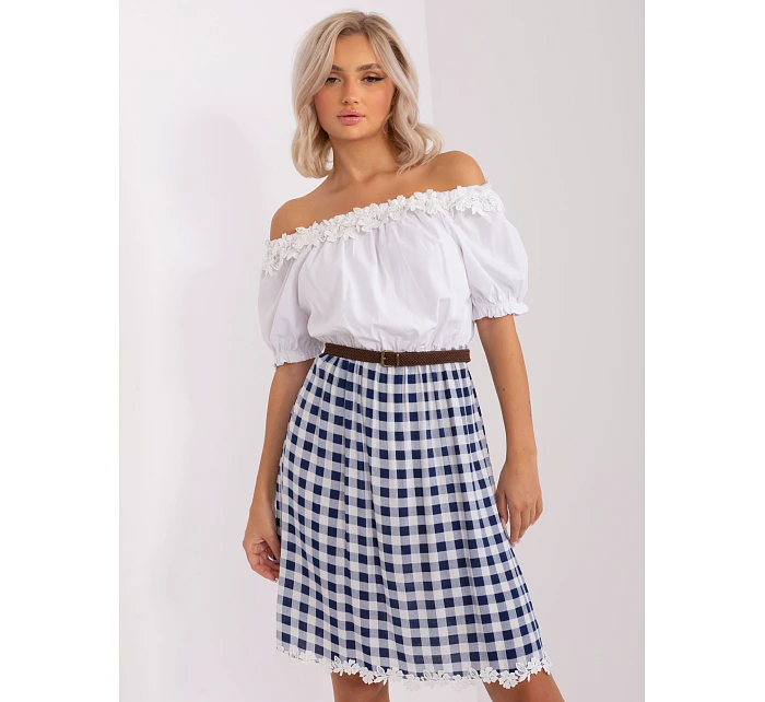 Šaty LK SK 506358.21P biela a tmavomodrá