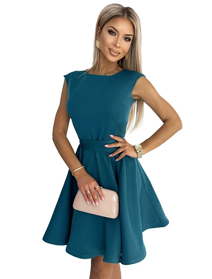 Rozšířené dámské šaty v mořské barvě s malými model 18922643 - numoco