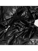 Lesklá černá dámská bunda s kapucí model 14951875 - S'WEST