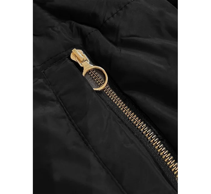 Dámska krátka obojstranná bunda S'west black and beige (B8182-1012)