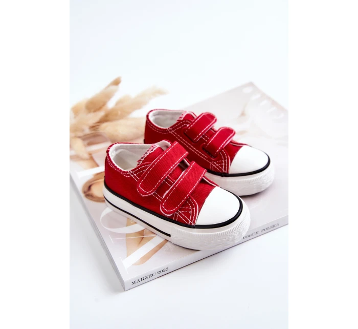 Dziecięce Trampki Na Rzepy Czerwone Bernie Dziecięce Trampki Na Rzepy Czerwone Bernie