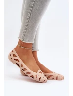 Damskie Gumowe Baleriny Nude Salam