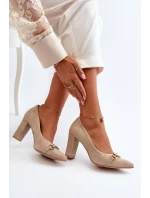 model 21652560 Velurové lodičky na podpatku se srdcem cappuccino - Zazoo