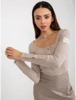 Bluzka TW BZ ciemny bezowy model 19760148 - FPrice Bluzka TW BZ ciemny bezowy model 19760148 - FPrice