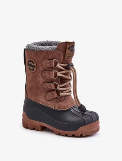 Vysoké teplé detské snežnice so šnúrkou Lee Cooper Brown