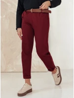 Dámske nohavice chinos s opaskom ELEGANTENO bordová FashionStreet UY2256 Dámske nohavice chinos s opaskom ELEGANTENO bordová FashionStreet UY2256