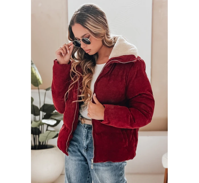 Dámská manšestrová bunda vínová Dstreet model 21990548 - FashionStreet