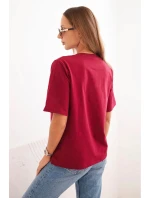 Dámska bavlnená blúzka s potlačou Minimal bordová Dámska bavlnená blúzka s potlačou Minimal bordová