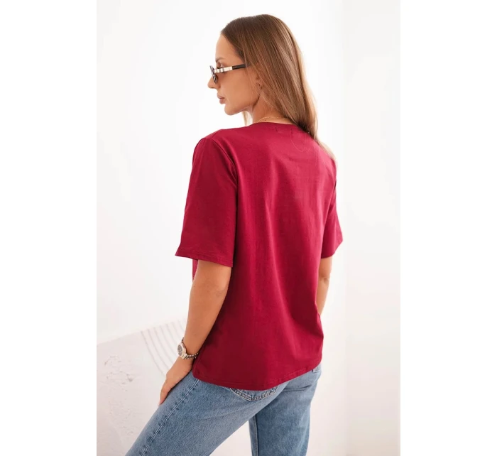 Dámska bavlnená blúzka s potlačou Minimal bordová Dámska bavlnená blúzka s potlačou Minimal bordová