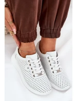 Damskie Skórzane Buty Sportowe Vinceza 79532 Białe