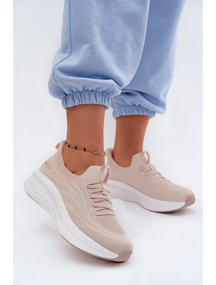Materiálové Sportovní Boty Dámské Slip-On Kobbo 102425 Béžové