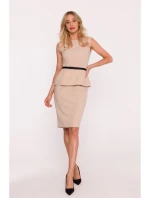 S427 Peplum šaty - béžové