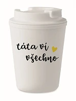 DAD KNOWS EVERYTHING - biely termohrnček 300 ml