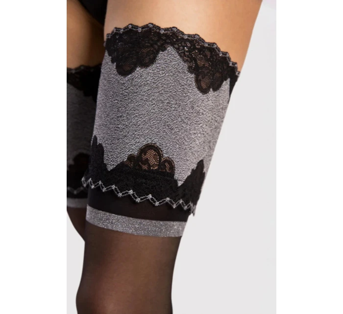 Dámske samodržiace pančuchy BELLE EPOQUE 20 den Čierny vzor - Fiore