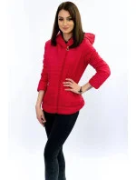 Červená bunda s asymetrickým zipsom (DL015)