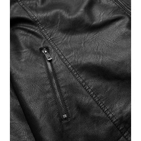 Čierna bunda ramoneska z eko kože (BR0120BIG)