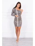 Šaty z hadej kože v khaki farbe s flitrami