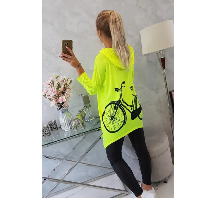 Mikina s potiskem kola žlutá neonová