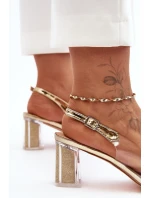 Sandały Transparentne Na Obcasie Złote S.Barski MR1037-43 Sandały Transparentne Na Obcasie Złote S.Barski MR1037-43