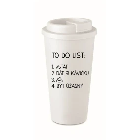 TO DO LIST:  BÝT ÚŽASNÝ - bílý termohrnek 475 ml