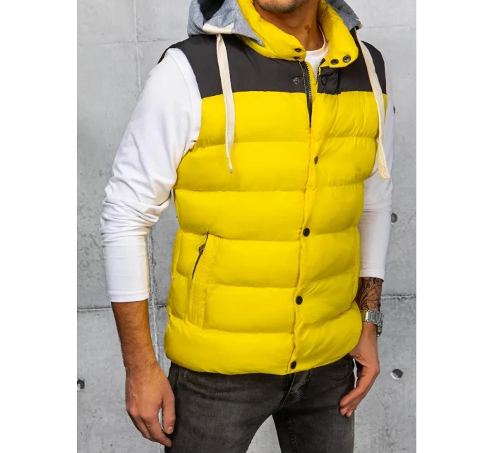 Pánská vesta s kapucí žlutá Dstreet model 21967492 - FashionStreet Pánská vesta s kapucí žlutá Dstreet model 21967492 - FashionStreet