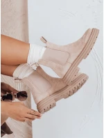 Dámské semišové béžové kozačky Dstreet model 21971971 - FashionStreet