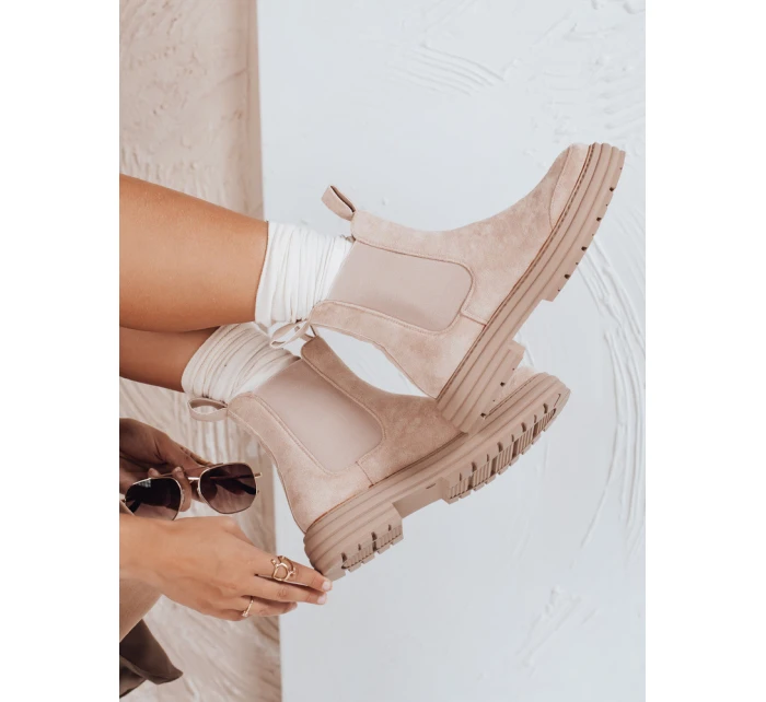 Dámské semišové béžové kozačky Dstreet model 21971971 - FashionStreet