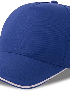 Atlantis Headwear Recy Five Piping – 5-panelová sendvičová čiapka 33.0282 kráľovská modrá/biela
