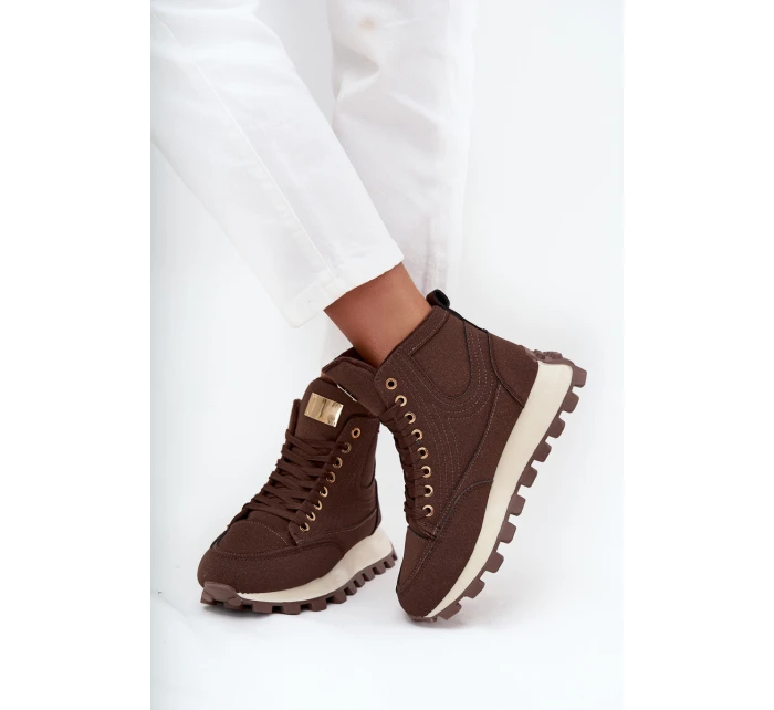 Ocieplane Trapery Damskie Na Platformie Brązowe Marivira Ocieplane Trapery Damskie Na Platformie Brązowe Marivira