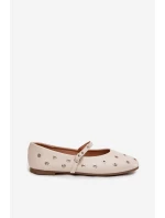 Dámské baleríny s páskem a sponou béžové model 21744513 - Boto