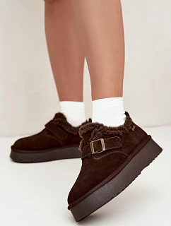 Kožené semišové sněhule na platformě Big Star model 22539753 Hnědé - Big Star Shoes